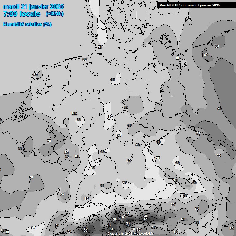 Modele GFS - Carte prvisions 