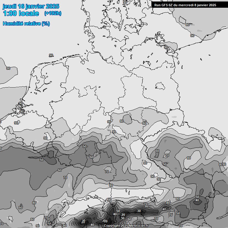 Modele GFS - Carte prvisions 