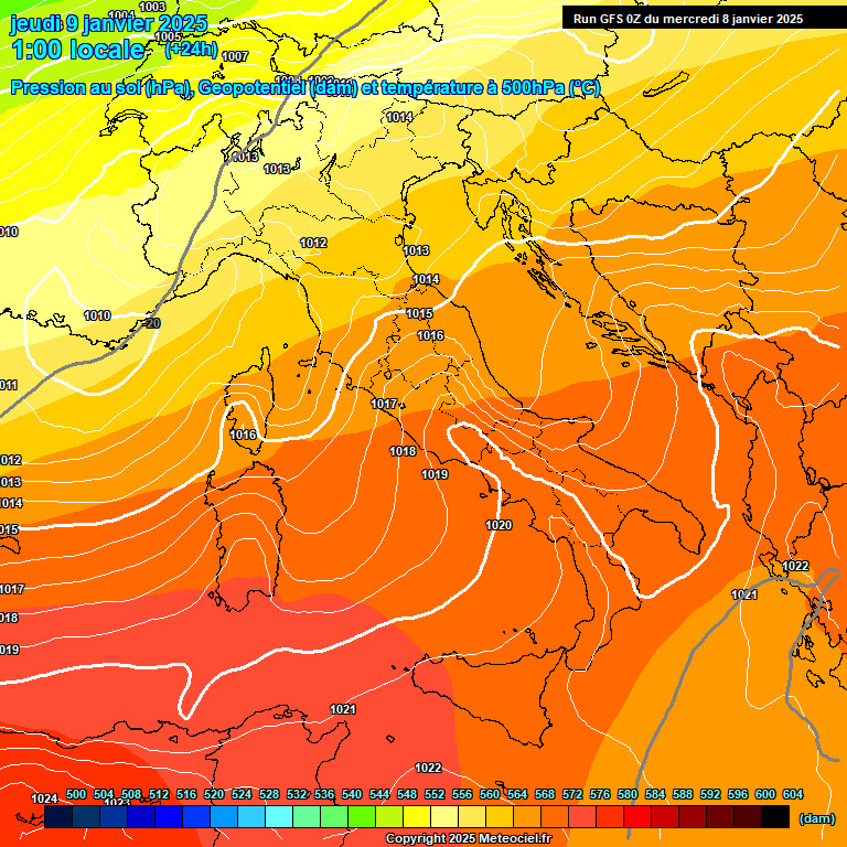 Modele GFS - Carte prvisions 