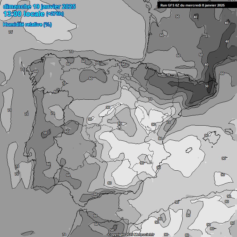 Modele GFS - Carte prvisions 