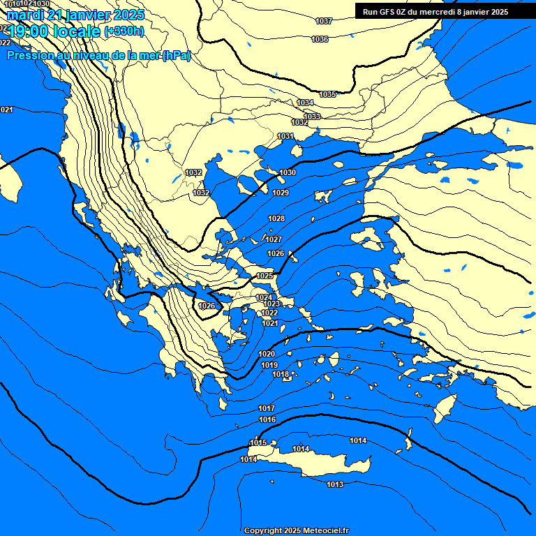 Modele GFS - Carte prvisions 