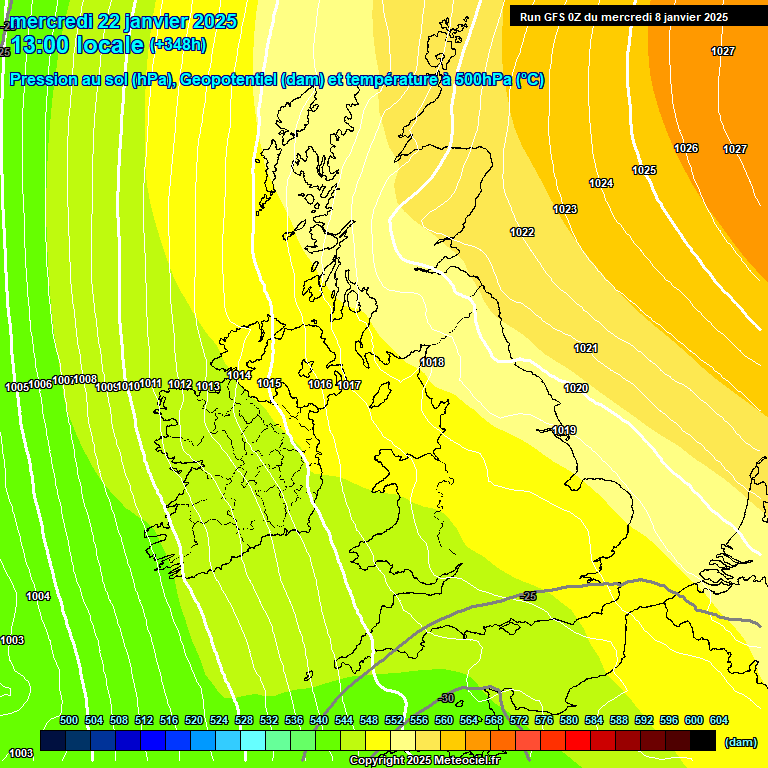 Modele GFS - Carte prvisions 