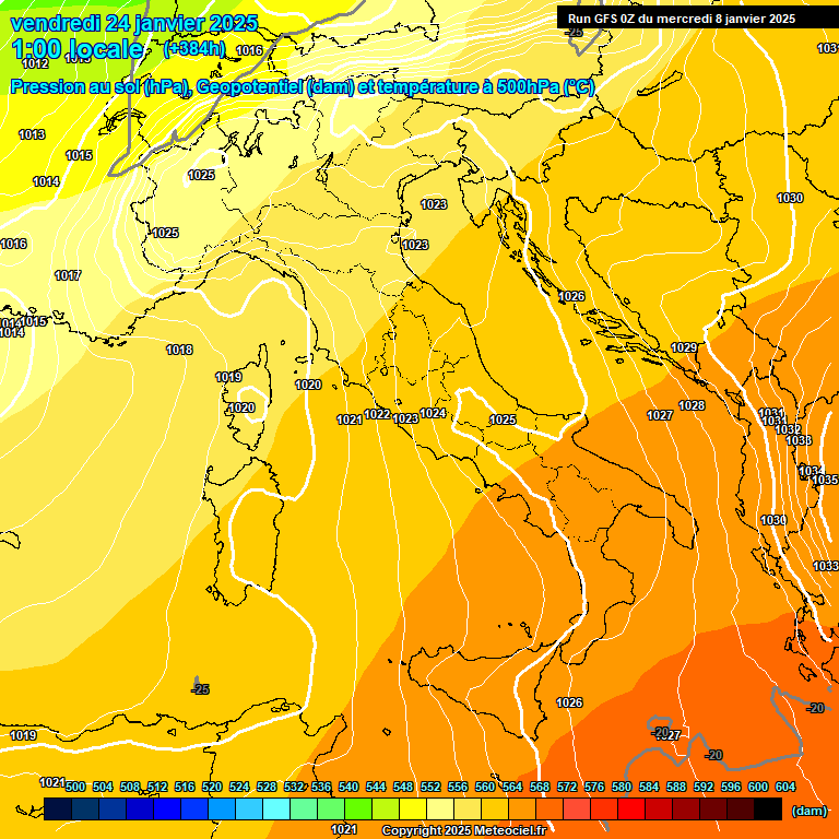 Modele GFS - Carte prvisions 