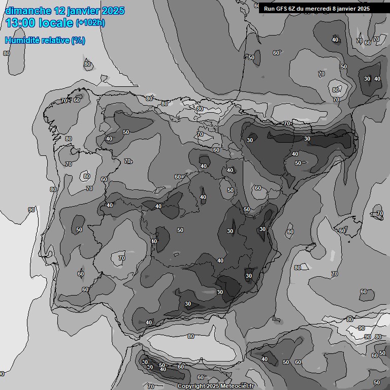 Modele GFS - Carte prvisions 