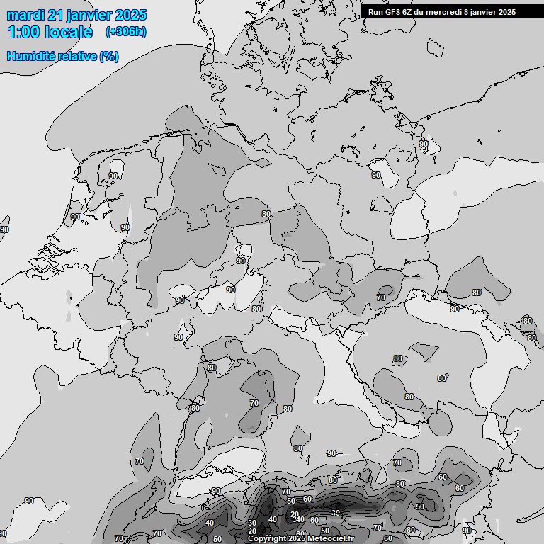 Modele GFS - Carte prvisions 