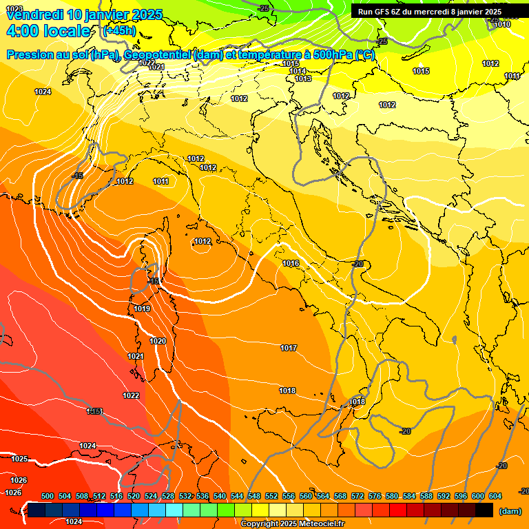 Modele GFS - Carte prvisions 