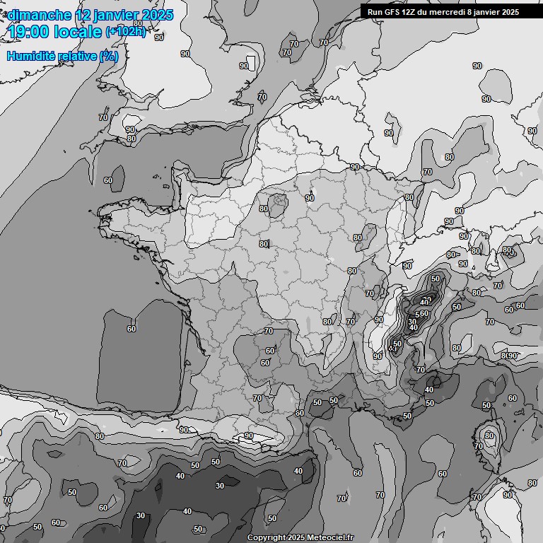 Modele GFS - Carte prvisions 