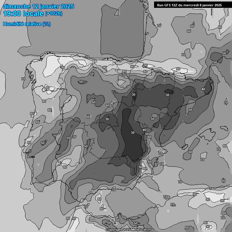 Modele GFS - Carte prvisions 