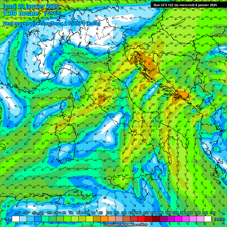 Modele GFS - Carte prvisions 