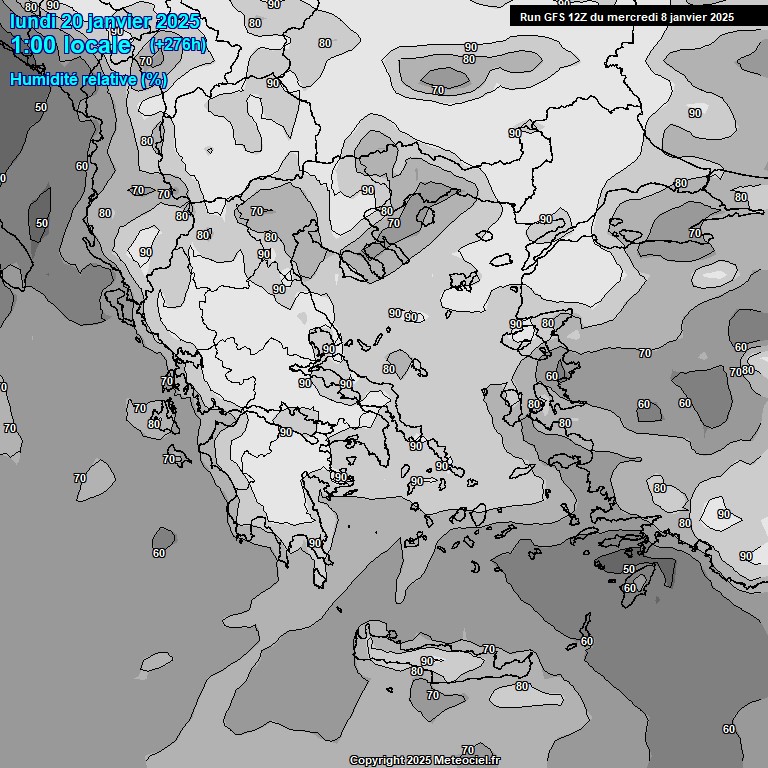 Modele GFS - Carte prvisions 