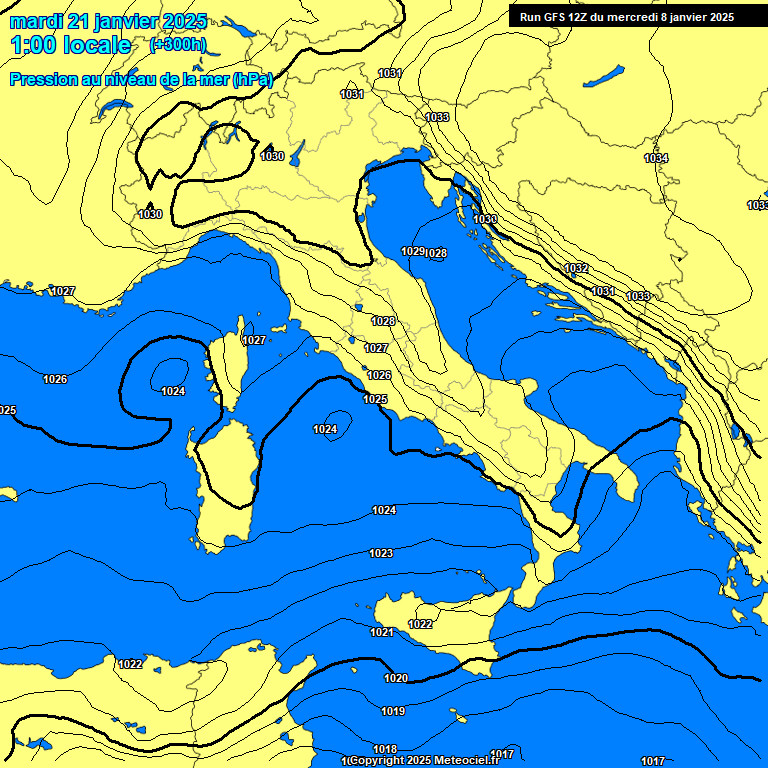 Modele GFS - Carte prvisions 