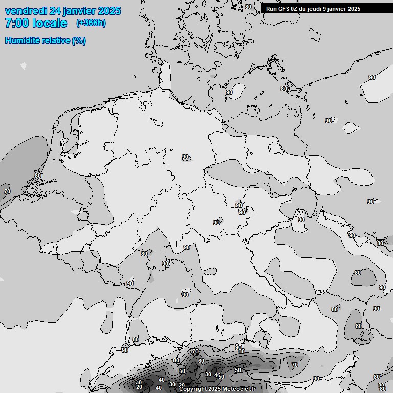 Modele GFS - Carte prvisions 