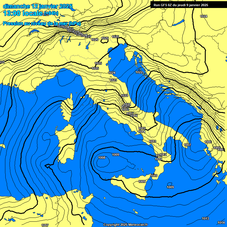 Modele GFS - Carte prvisions 