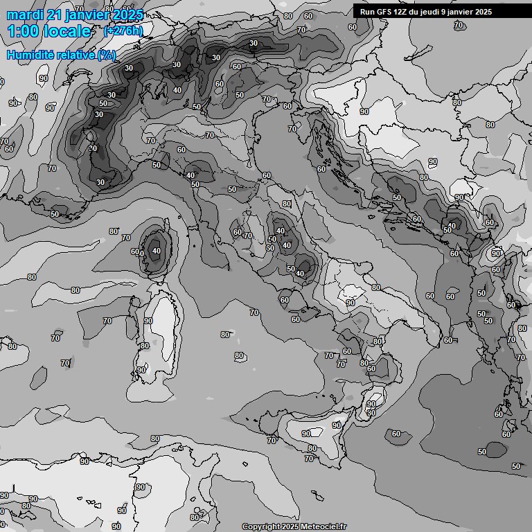 Modele GFS - Carte prvisions 