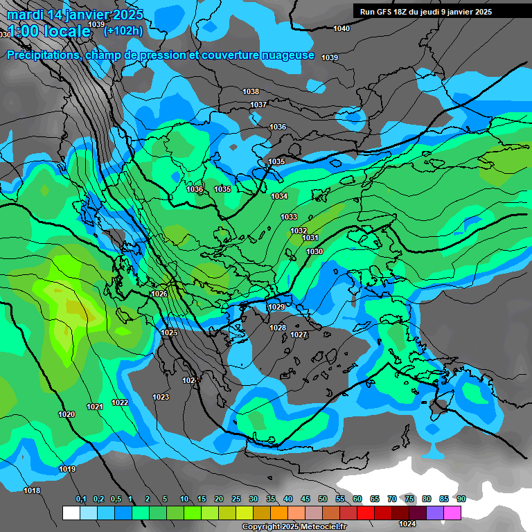 Modele GFS - Carte prvisions 