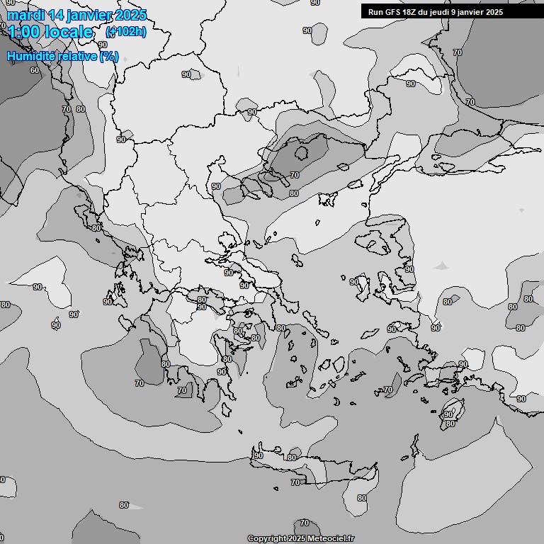 Modele GFS - Carte prvisions 