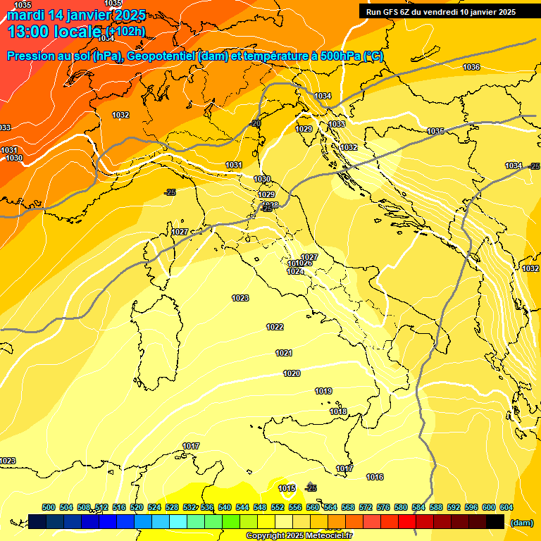 Modele GFS - Carte prvisions 