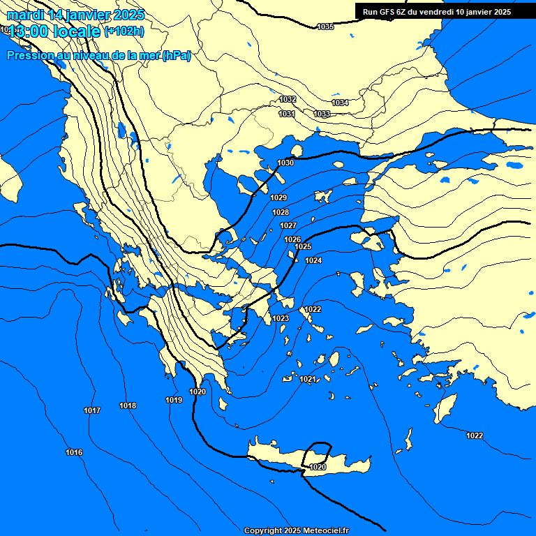 Modele GFS - Carte prvisions 