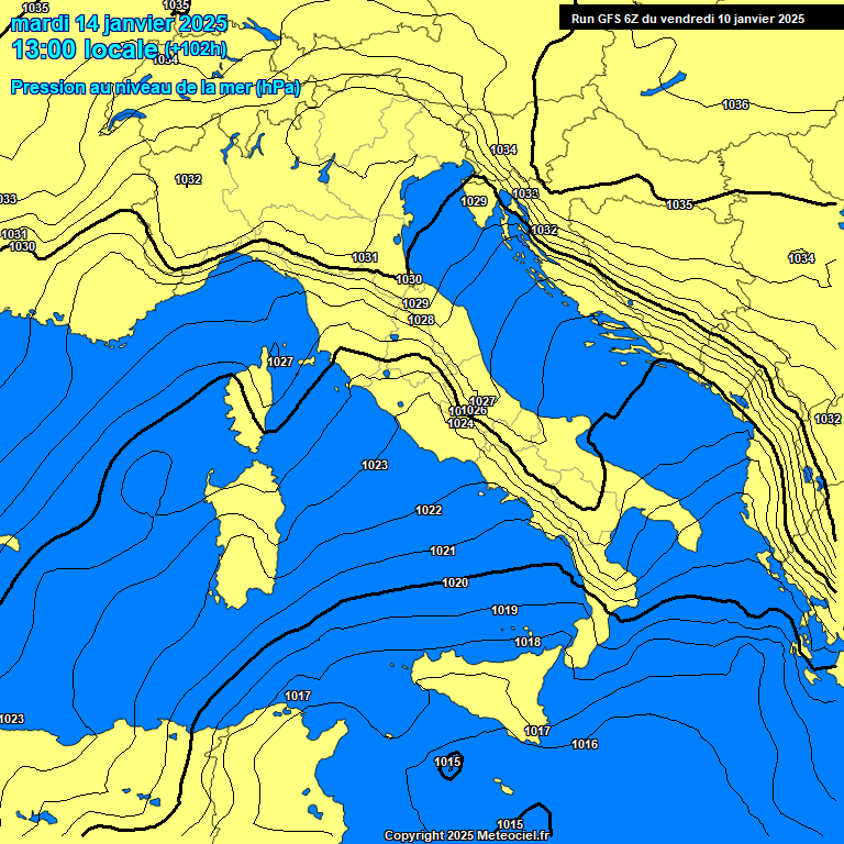 Modele GFS - Carte prvisions 