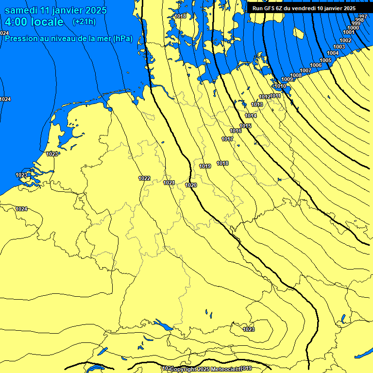 Modele GFS - Carte prvisions 