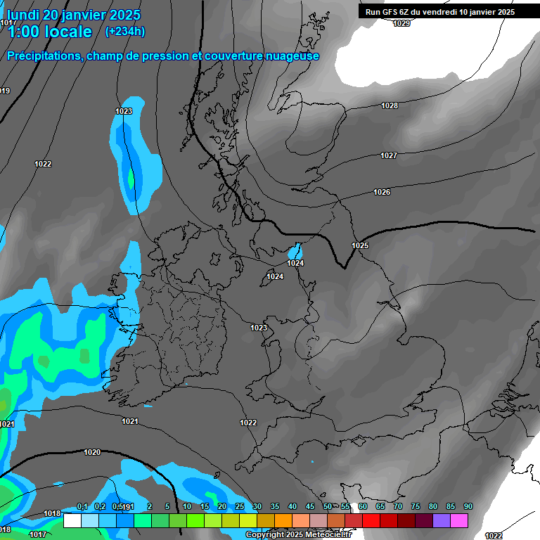 Modele GFS - Carte prvisions 