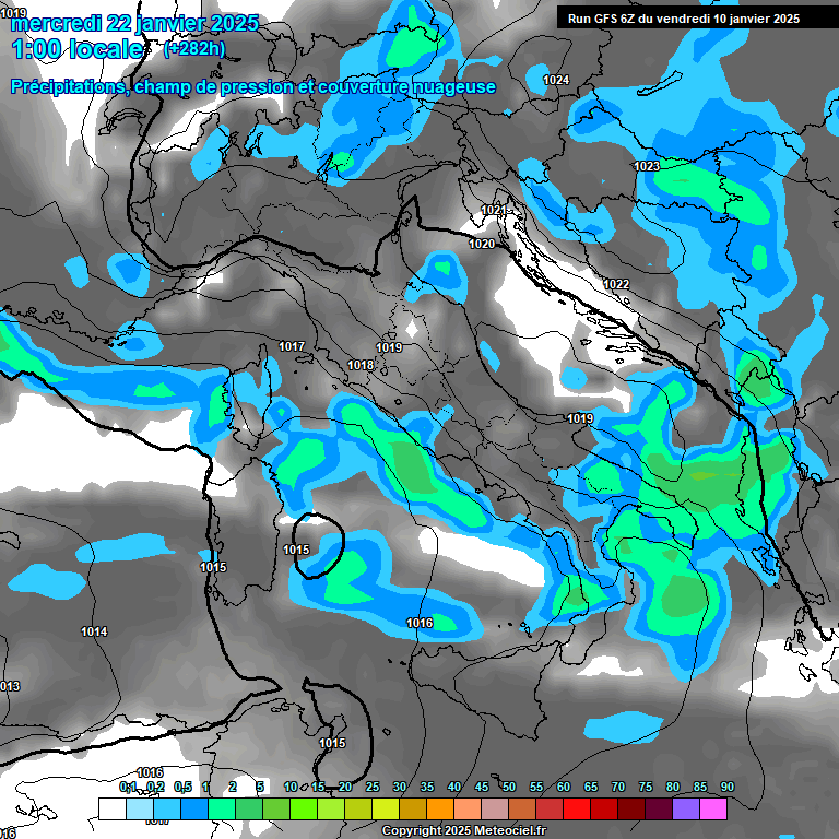 Modele GFS - Carte prvisions 