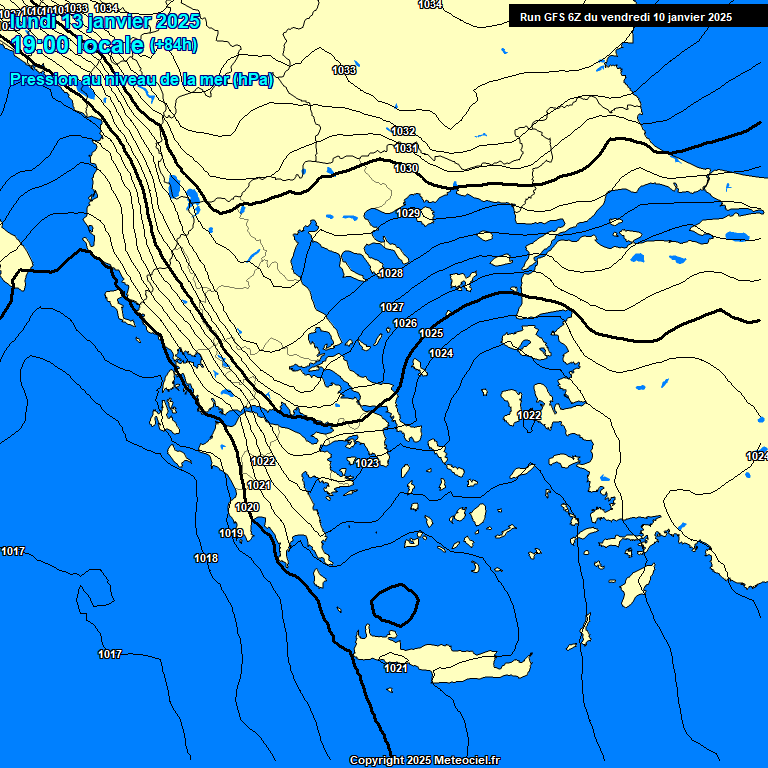 Modele GFS - Carte prvisions 