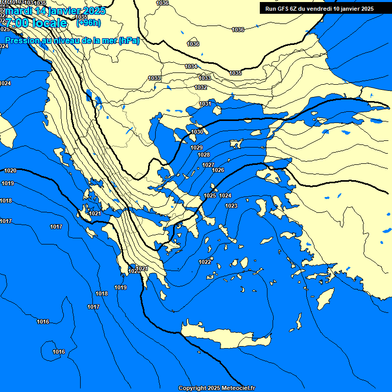 Modele GFS - Carte prvisions 