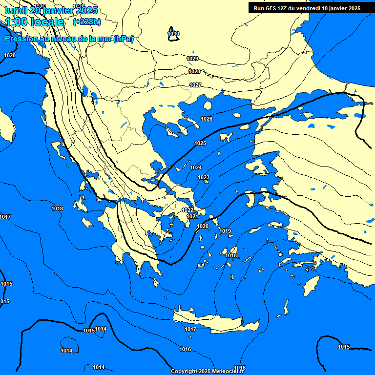 Modele GFS - Carte prvisions 