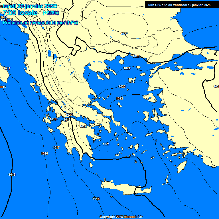 Modele GFS - Carte prvisions 