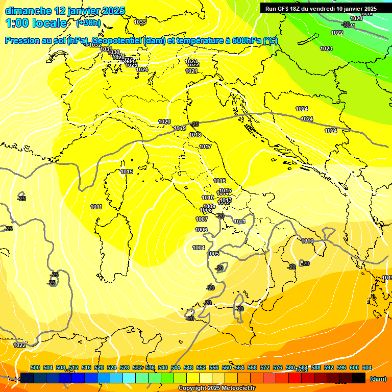 Modele GFS - Carte prvisions 