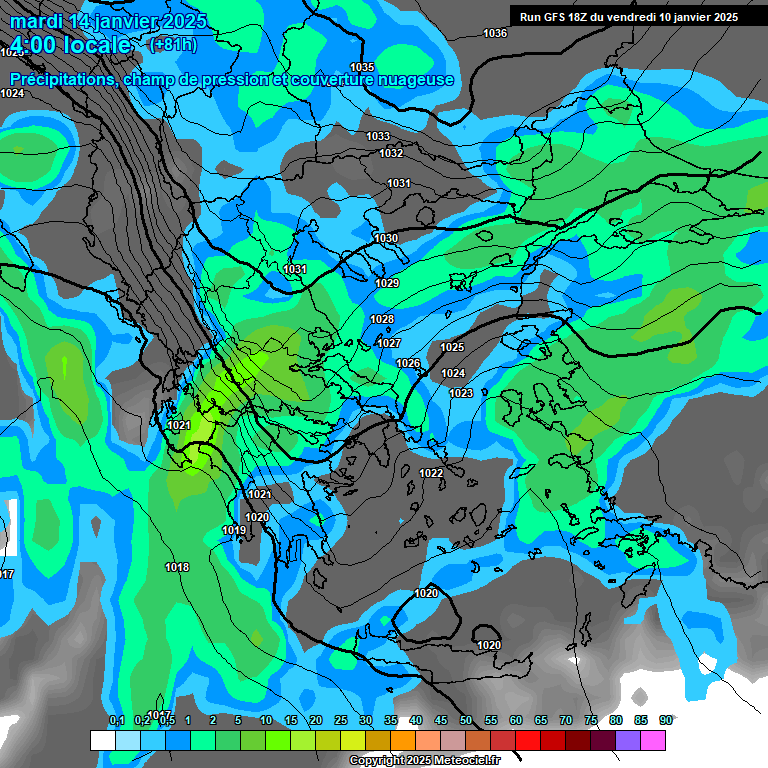 Modele GFS - Carte prvisions 