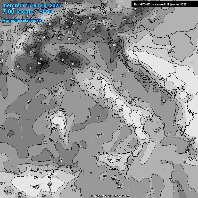 Modele GFS - Carte prvisions 