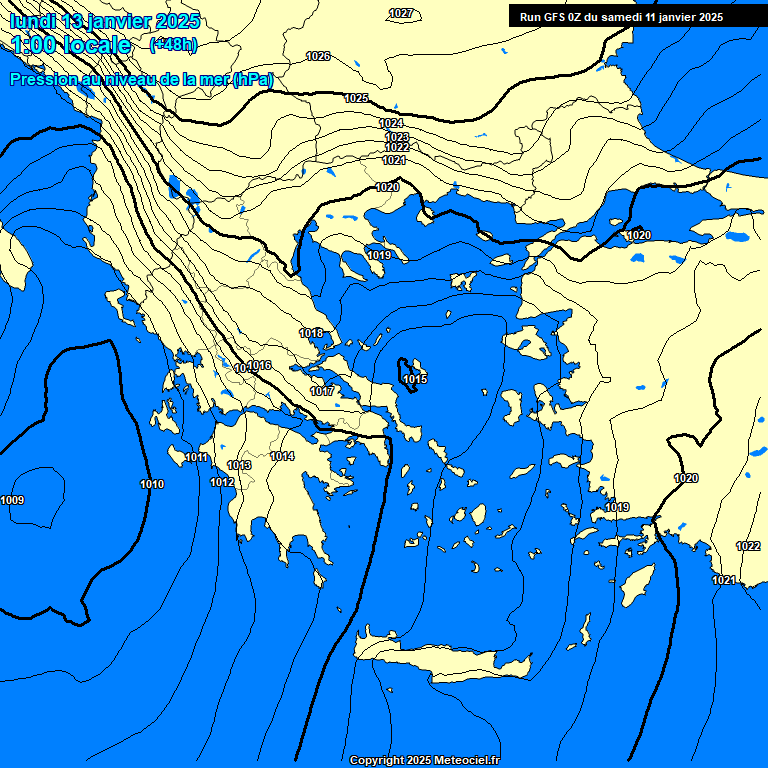 Modele GFS - Carte prvisions 