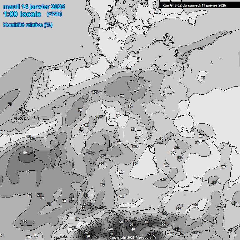 Modele GFS - Carte prvisions 