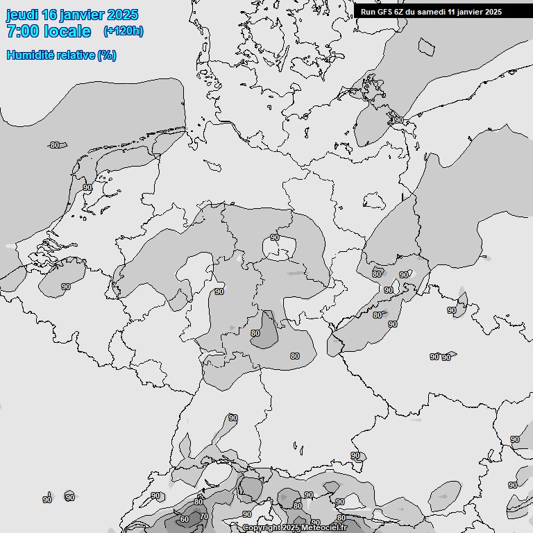 Modele GFS - Carte prvisions 