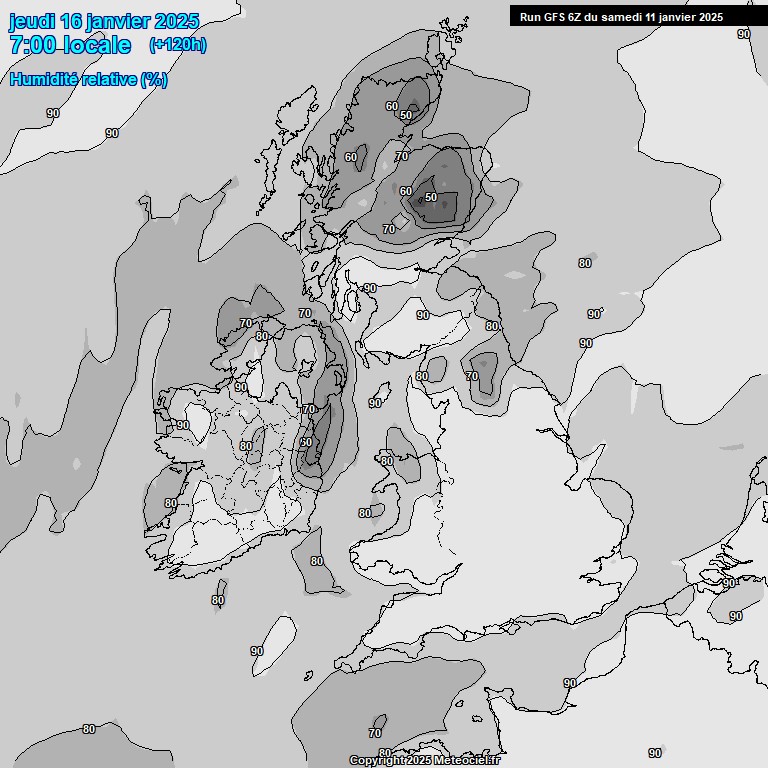 Modele GFS - Carte prvisions 