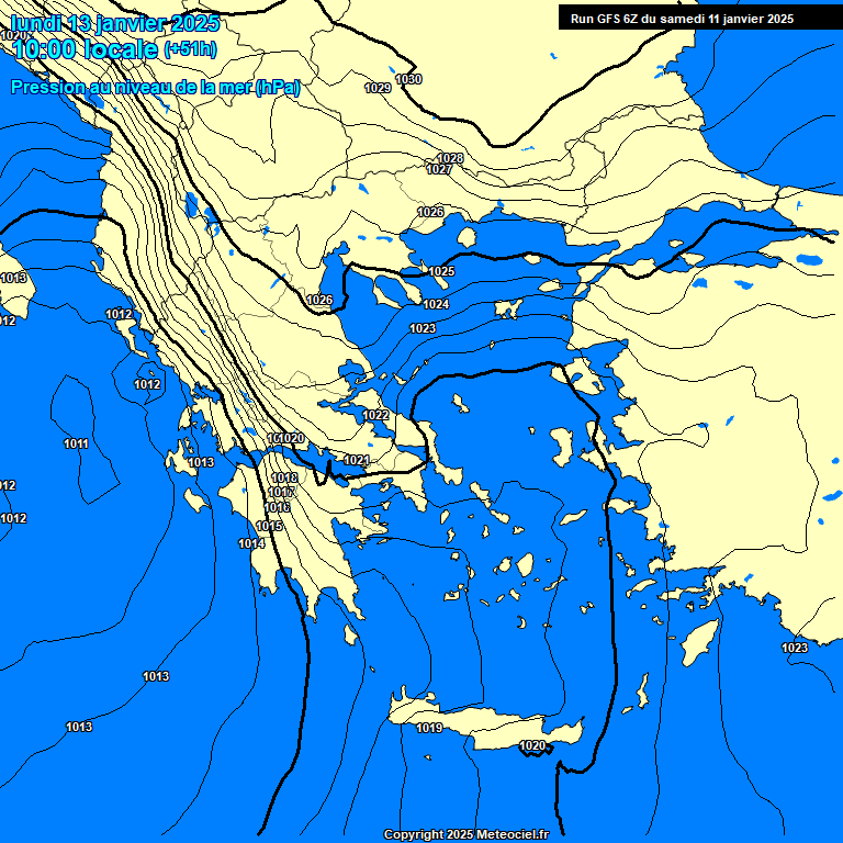 Modele GFS - Carte prvisions 