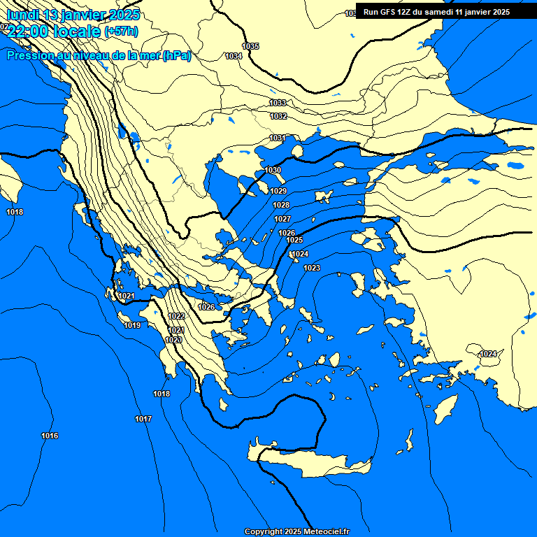 Modele GFS - Carte prvisions 