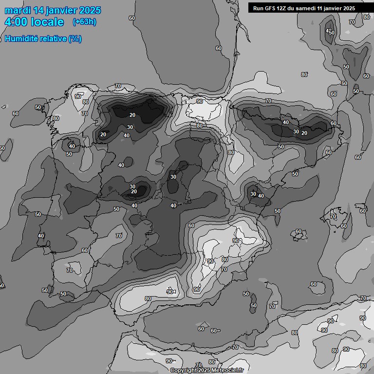 Modele GFS - Carte prvisions 