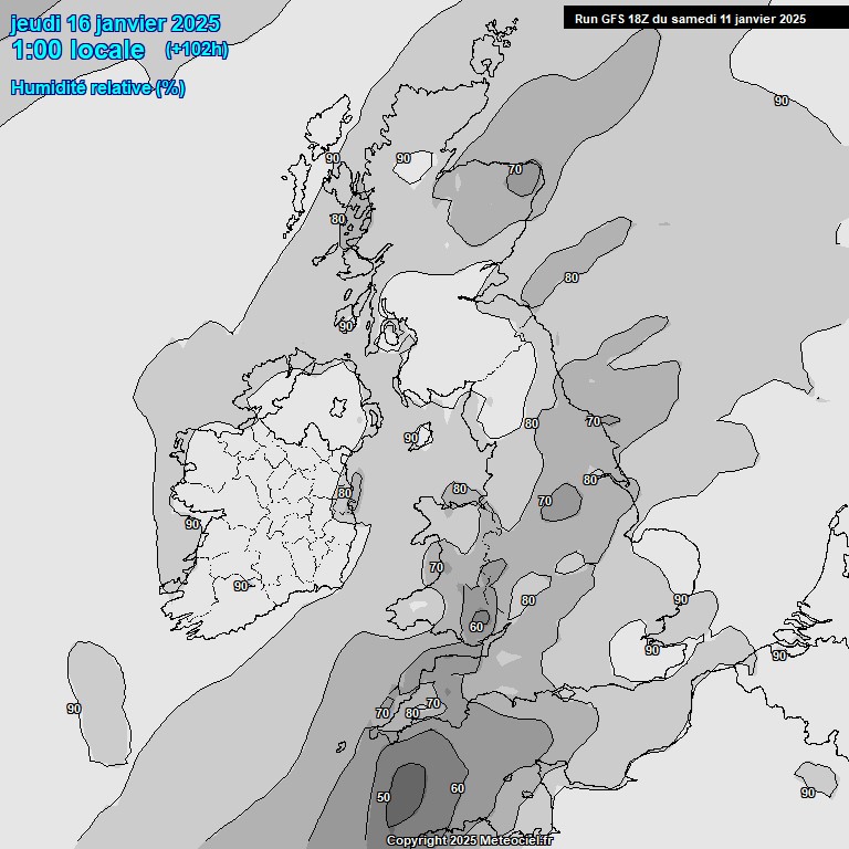 Modele GFS - Carte prvisions 