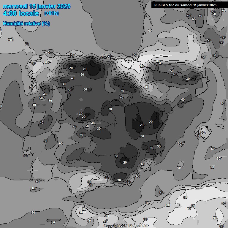 Modele GFS - Carte prvisions 