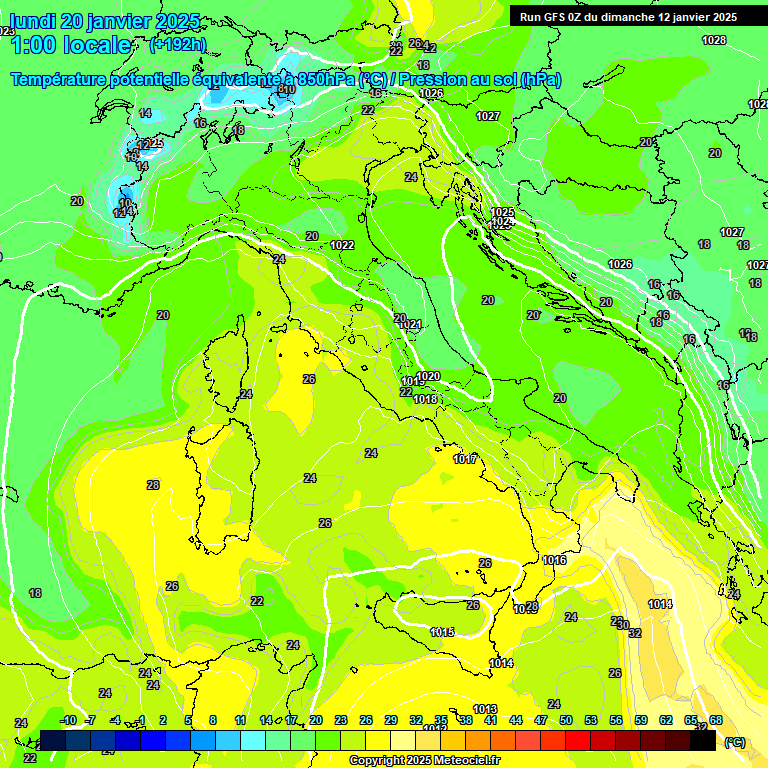 Modele GFS - Carte prvisions 