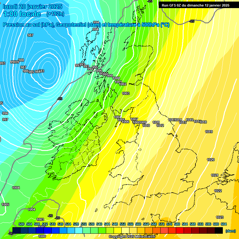 Modele GFS - Carte prvisions 