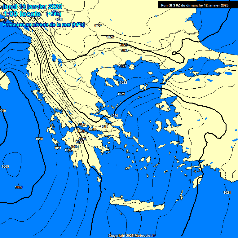 Modele GFS - Carte prvisions 