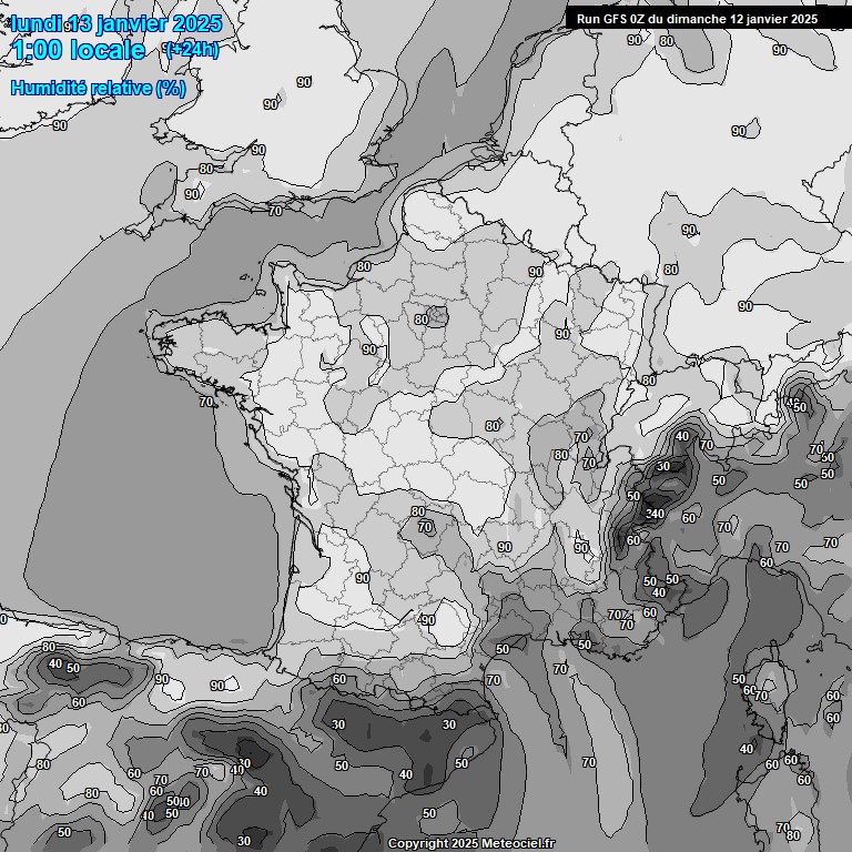 Modele GFS - Carte prvisions 