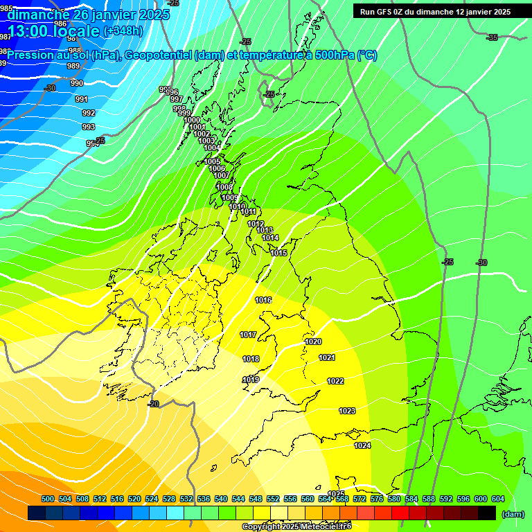 Modele GFS - Carte prvisions 