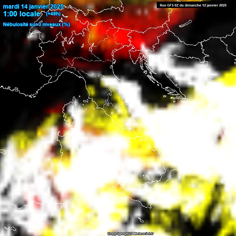 Modele GFS - Carte prvisions 