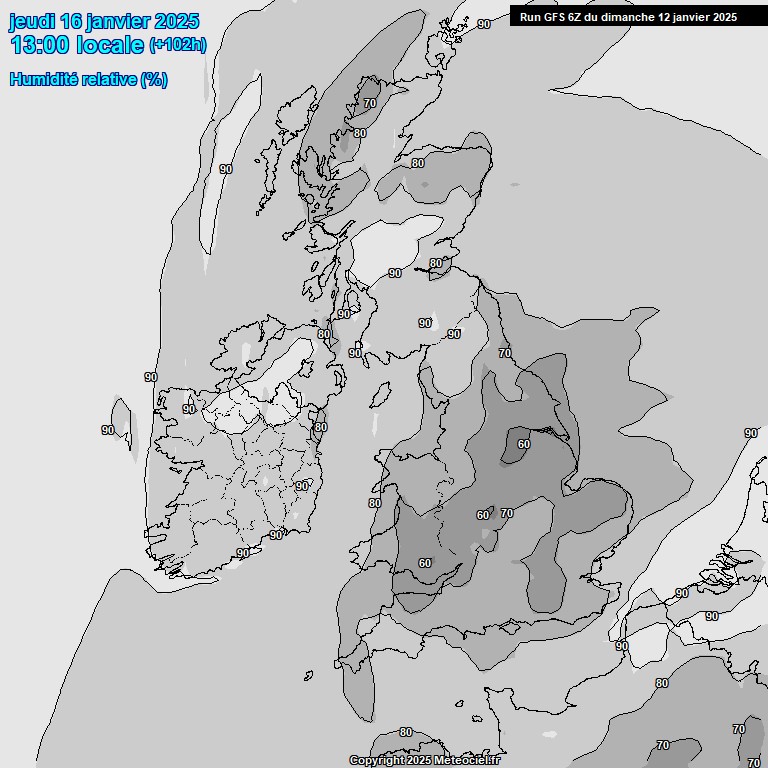 Modele GFS - Carte prvisions 