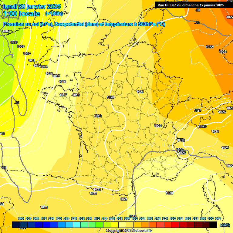 Modele GFS - Carte prvisions 